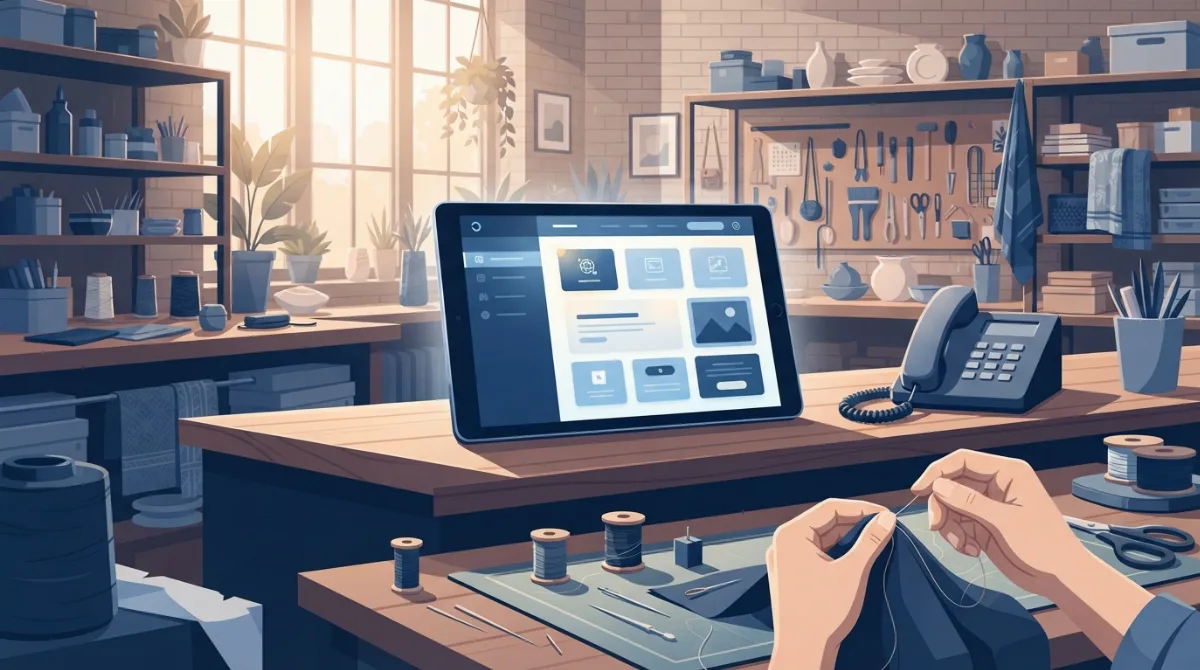 Bilgisayar ekranında açık olan modern bir web sitesi tasarımı ve yanında duran akıllı telefon.
